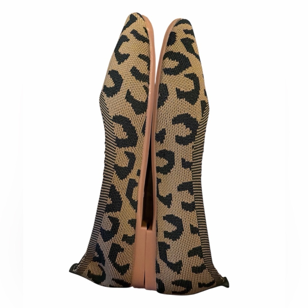 Leopard Print Flats Size 10 Khaki Black Slip On Pointed Toe Lightweight NEW - Picture 7 of 8